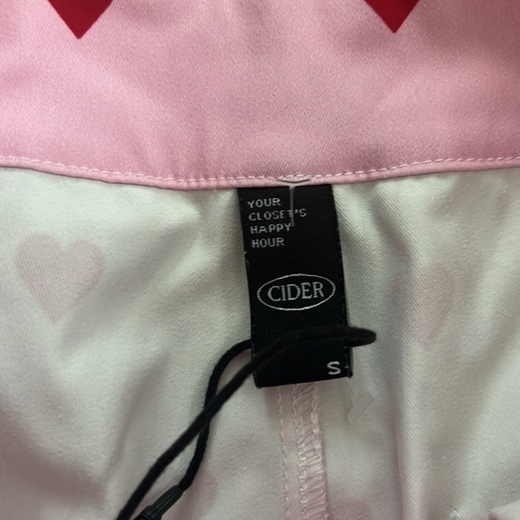 Cider small Pink Heart Pattern high rise Flared Pants. - Picture 6 of 12